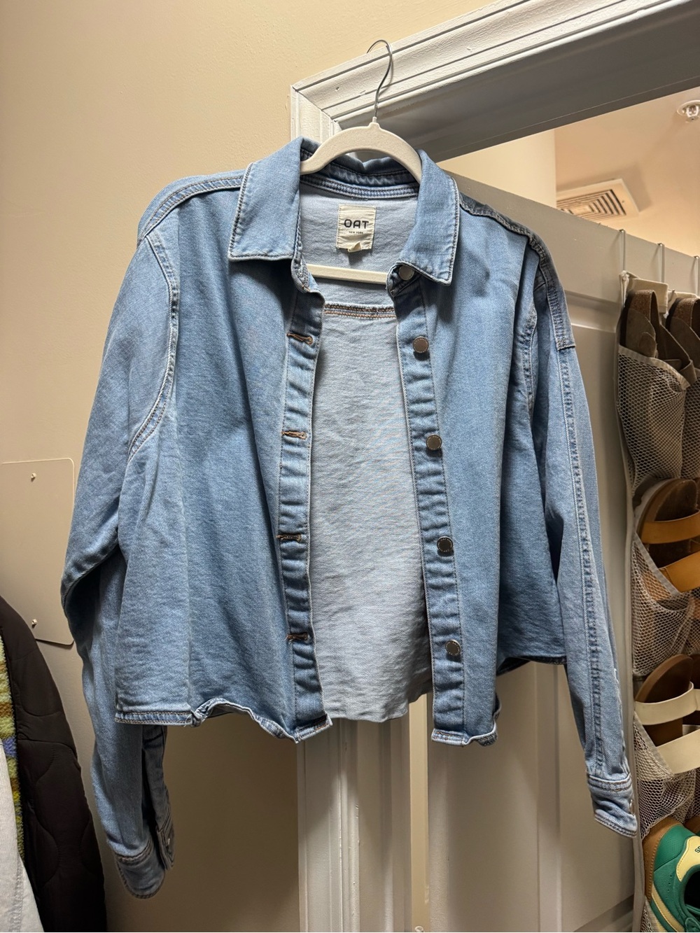 Light Blue Denim Jacket/Shacket- Women's Casual Button-Up